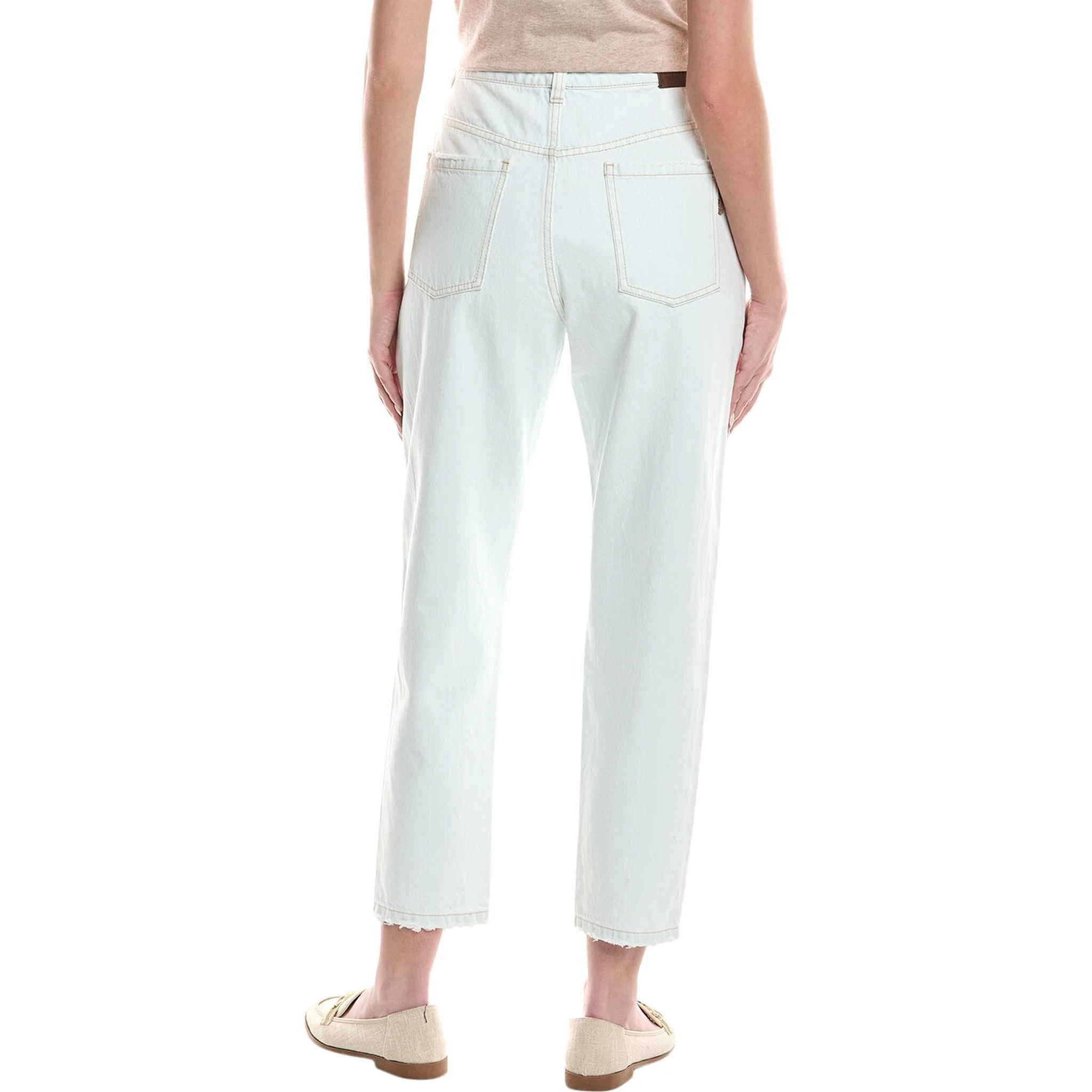 Blue Cotton High-Waisted Jean