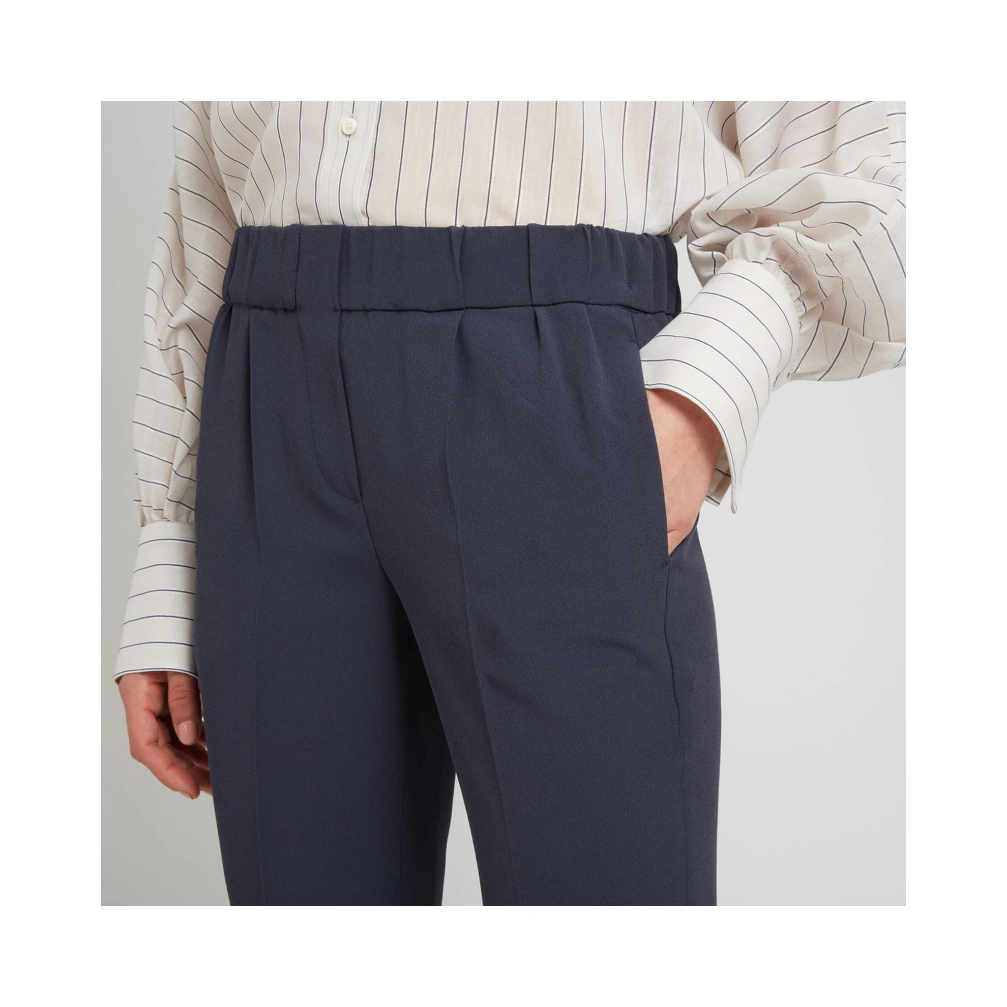 Blue Acetate Casual Pants