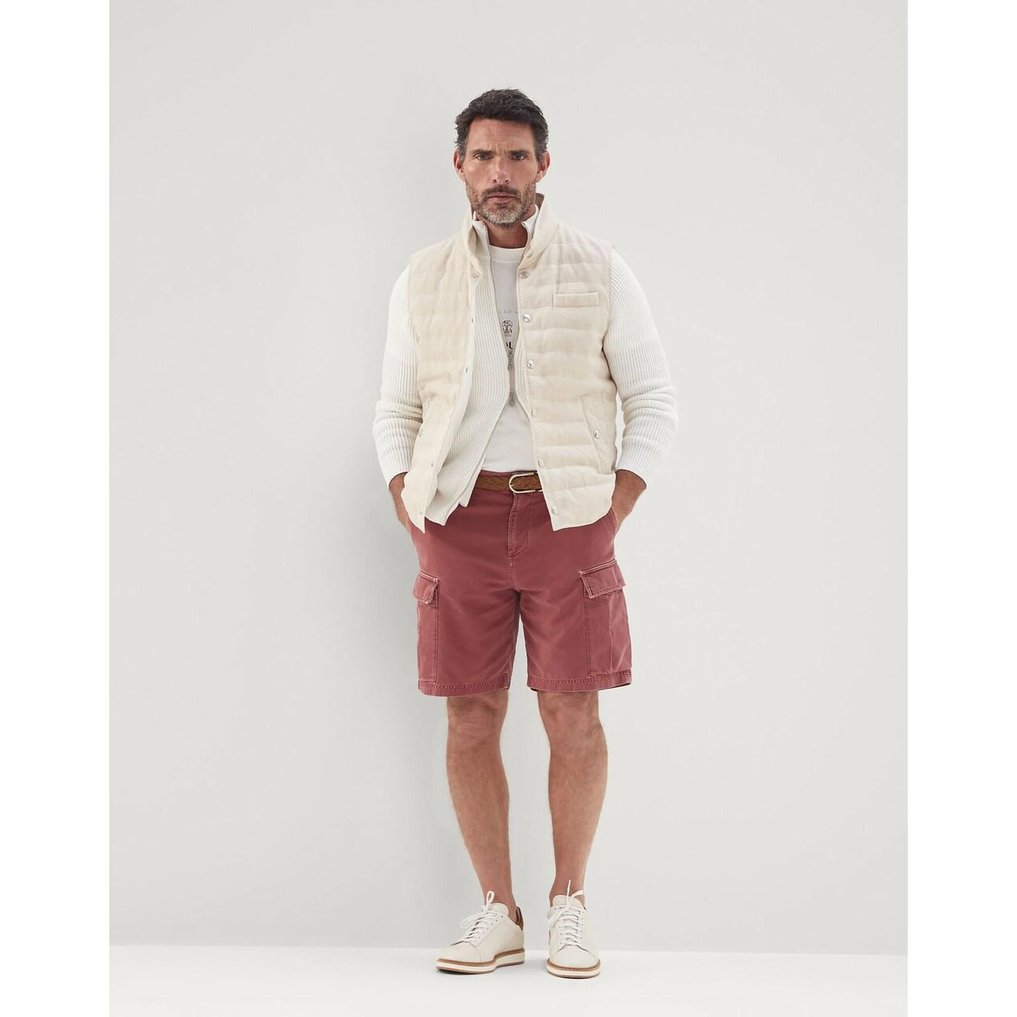 Red Cotton Bermuda Shorts