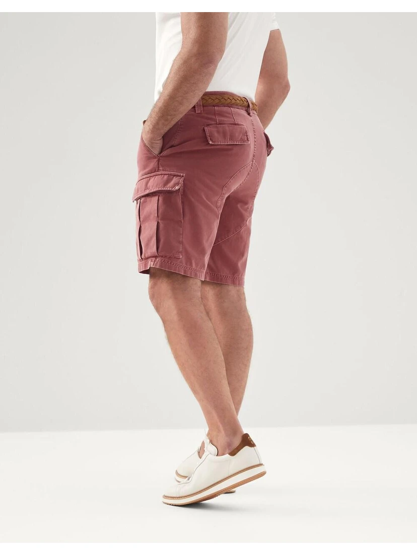 Red Cotton Bermuda Shorts