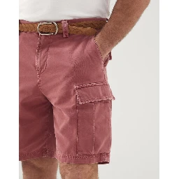 Red Cotton Bermuda Shorts
