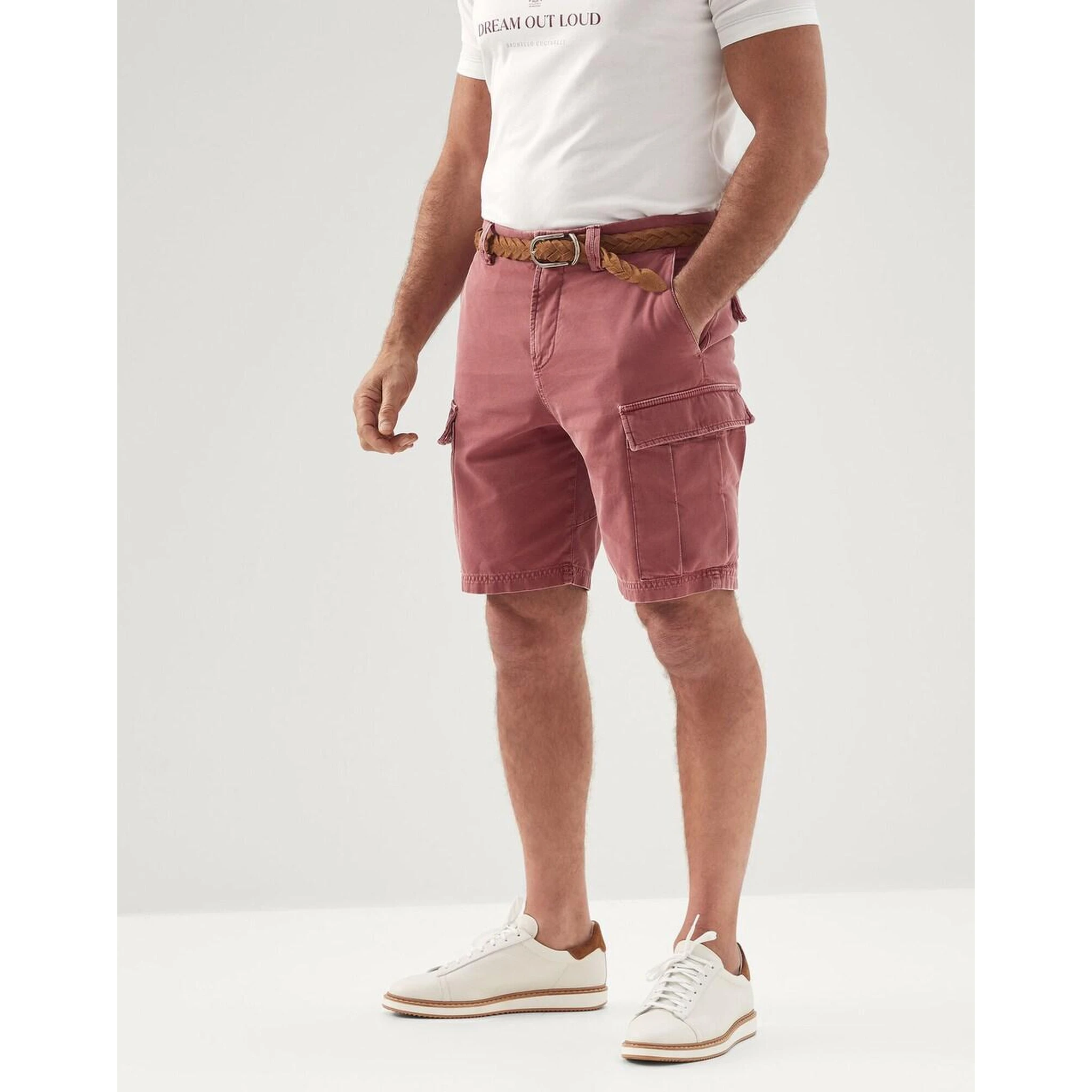 Red Cotton Bermuda Shorts
