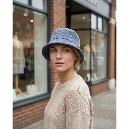 Blue Viscose Bucket Hat