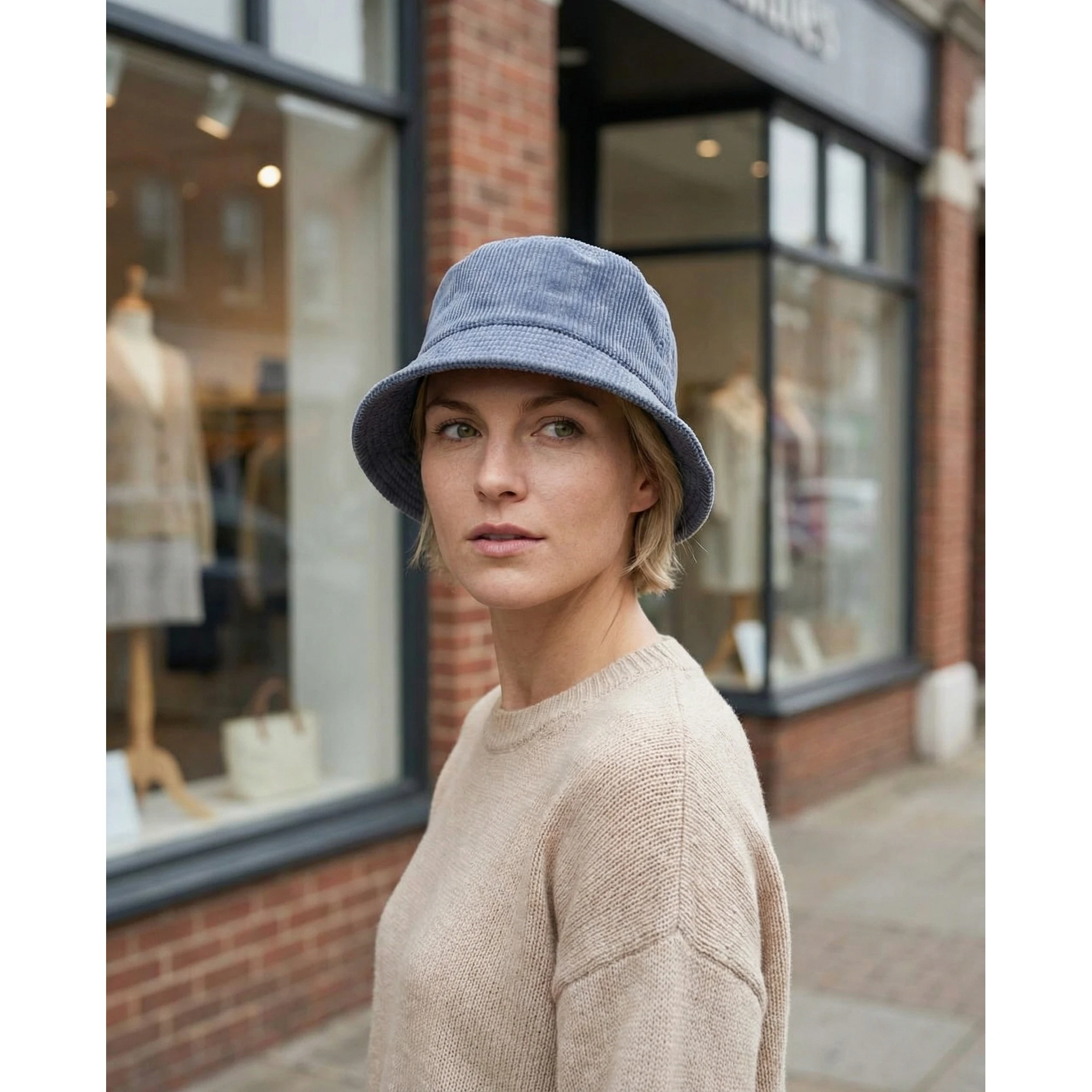 Blue Viscose Bucket Hat