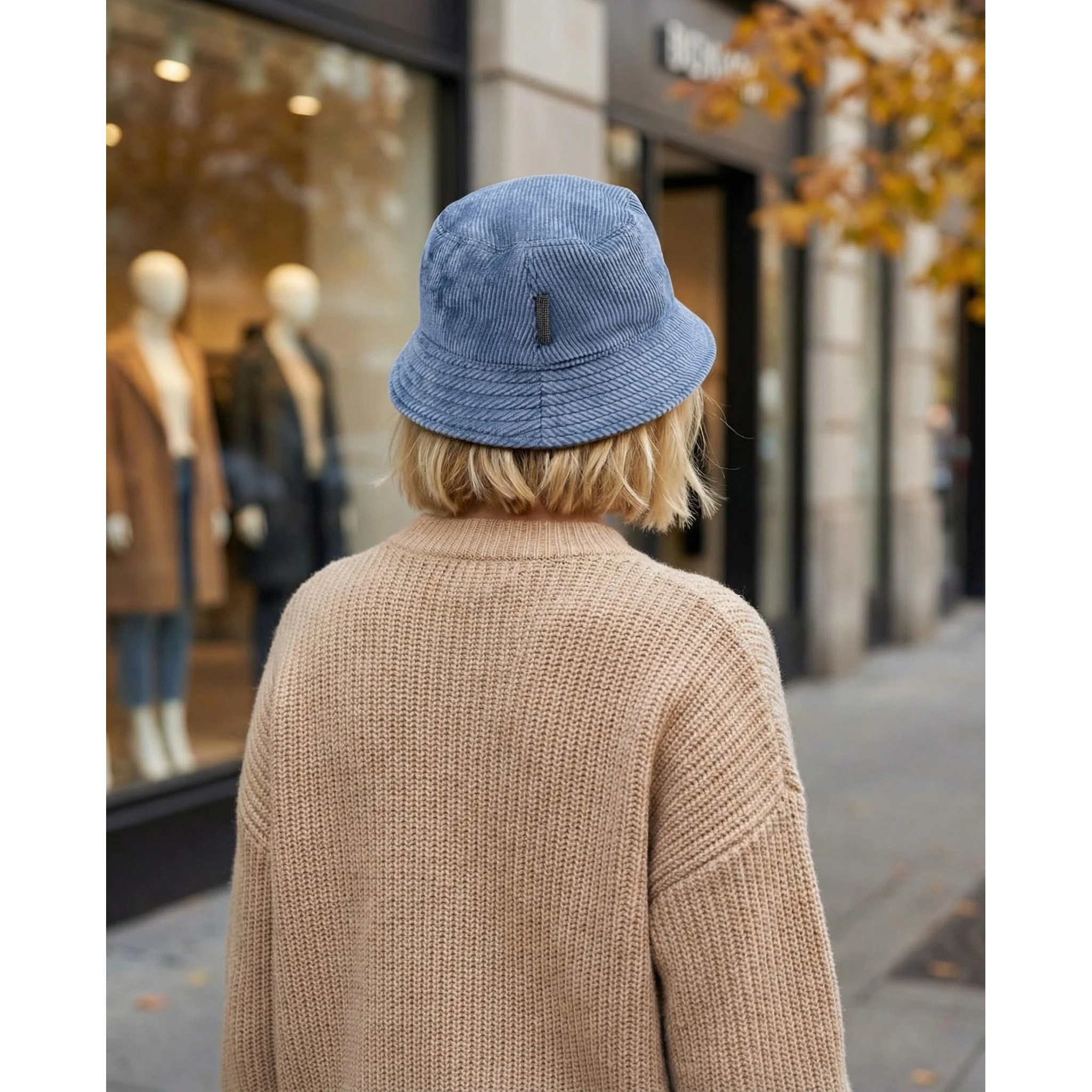 Blue Viscose Bucket Hat
