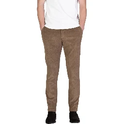 Brown Cotton Casual Pants