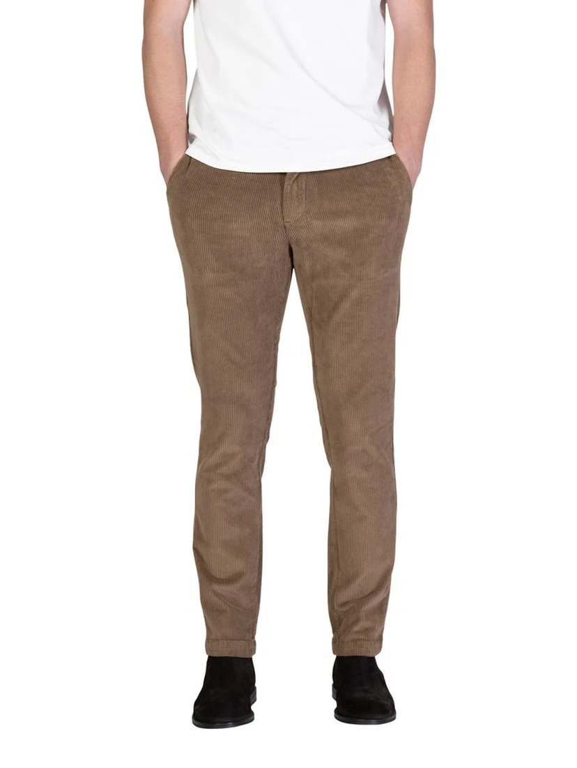 Brown Cotton Casual Pants