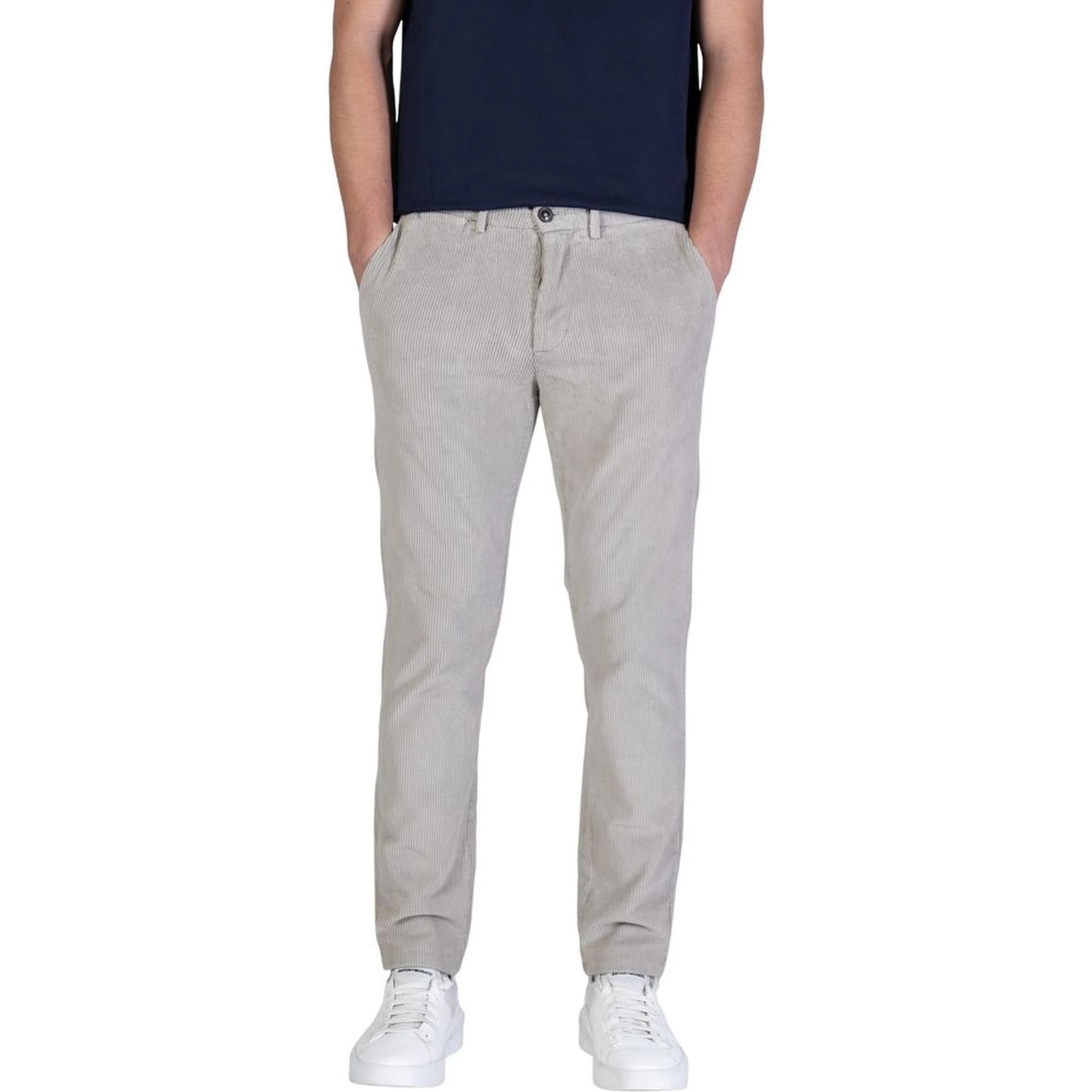Gray Cotton Casual Pants