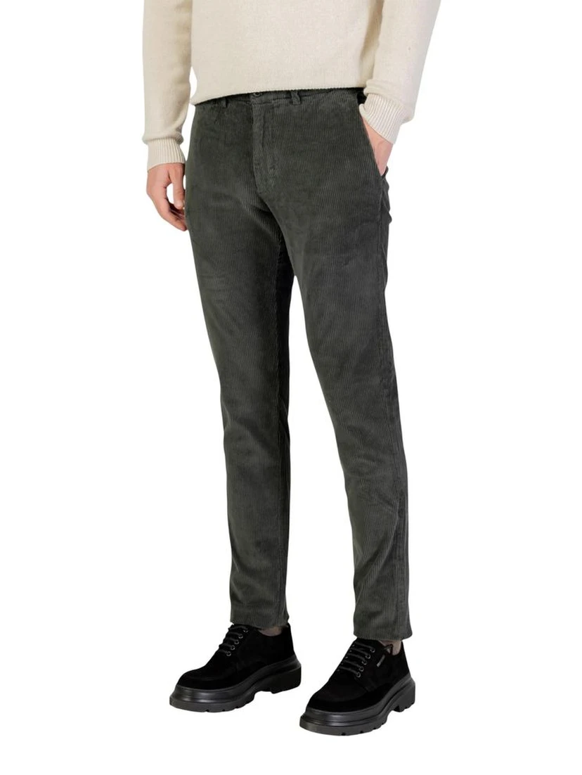 Green Cotton Casual Pants