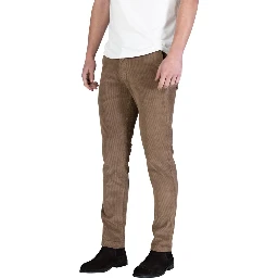 Brown Cotton Casual Pants