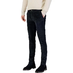 Blue Cotton Casual Pants