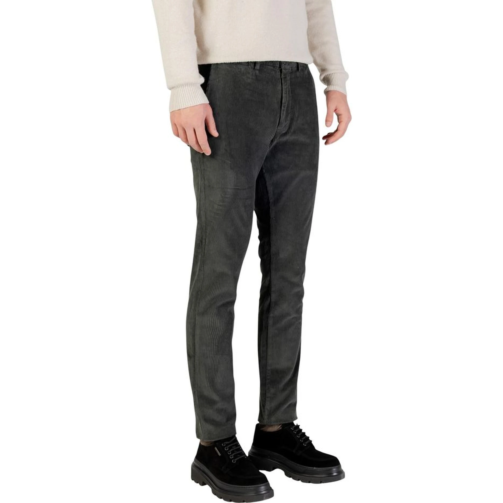 Green Cotton Casual Pants