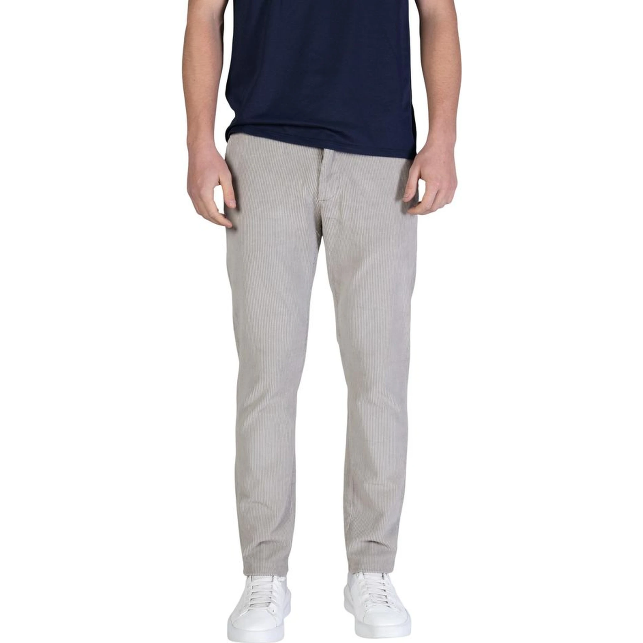 Gray Cotton Casual Pants