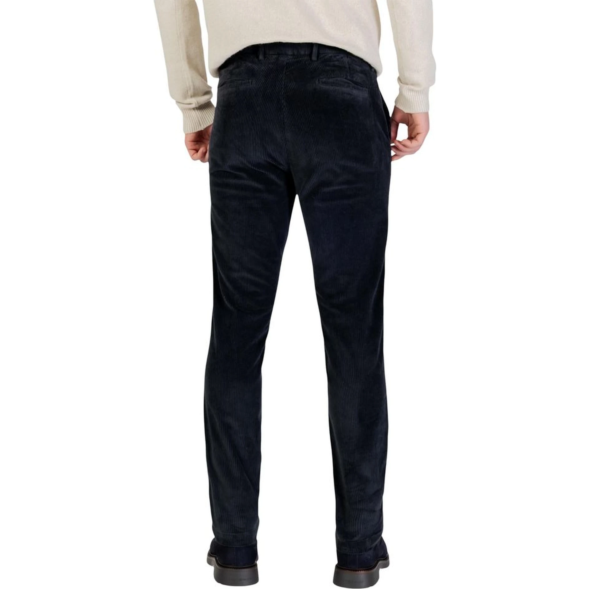 Blue Cotton Casual Pants