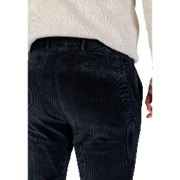 Blue Cotton Casual Pants