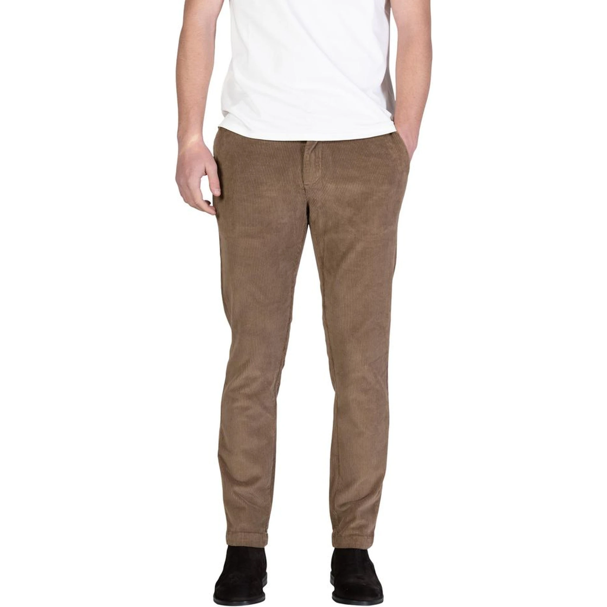 Brown Cotton Casual Pants