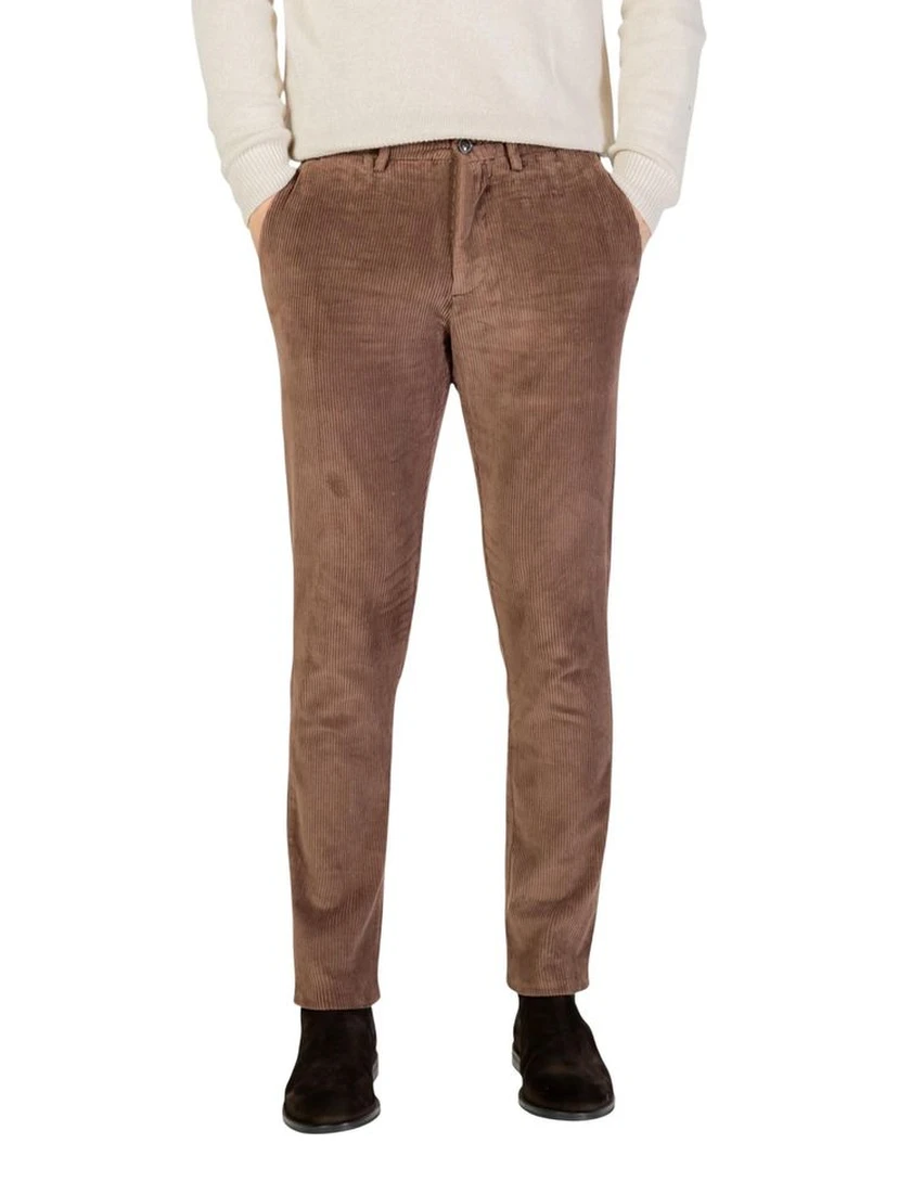 Brown Cotton Casual Pants