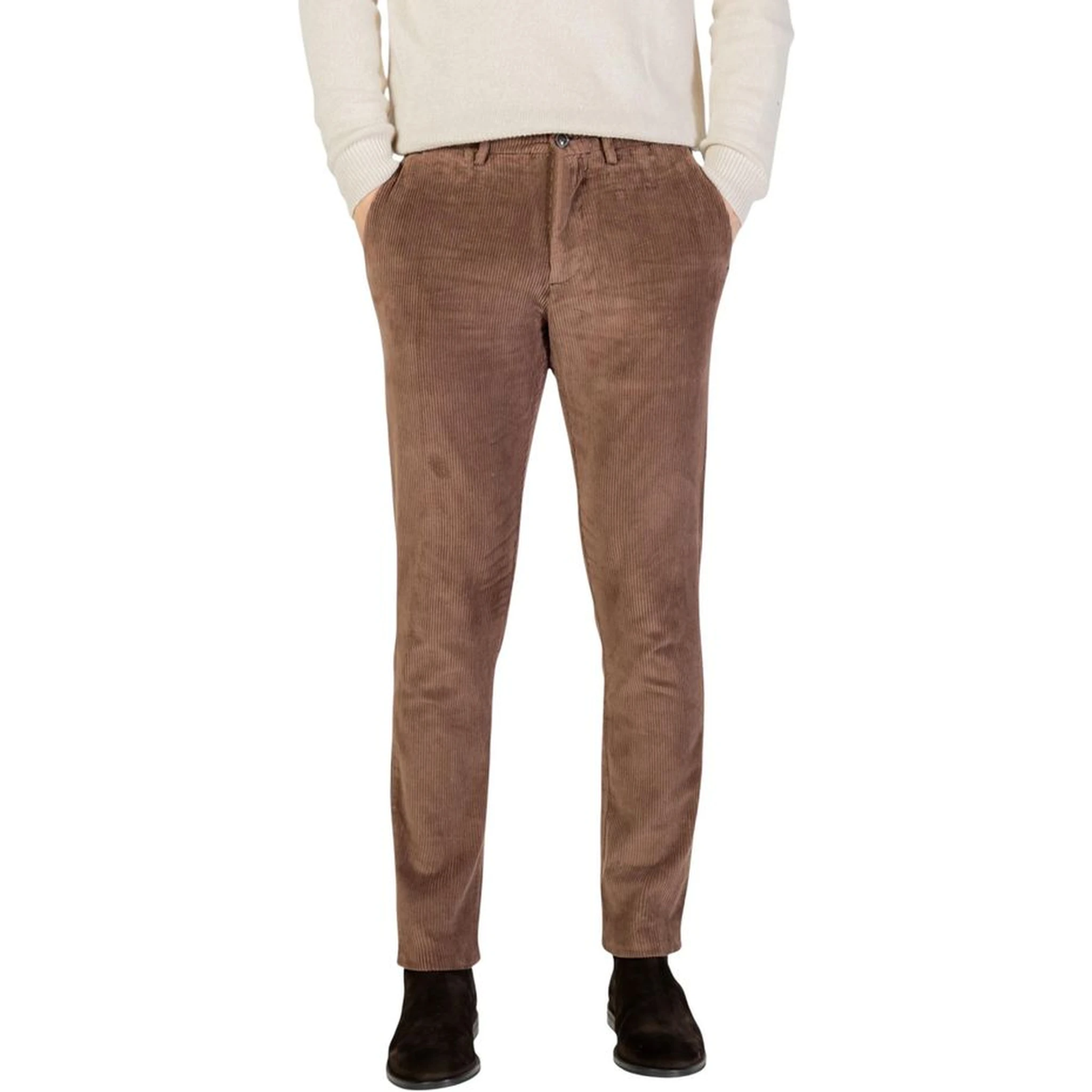 Brown Cotton Casual Pants