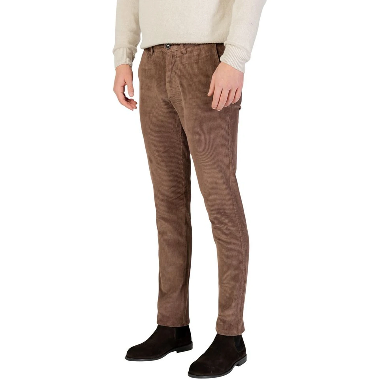 Brown Cotton Casual Pants