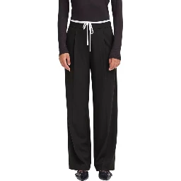 Black Polyester Casual Pants