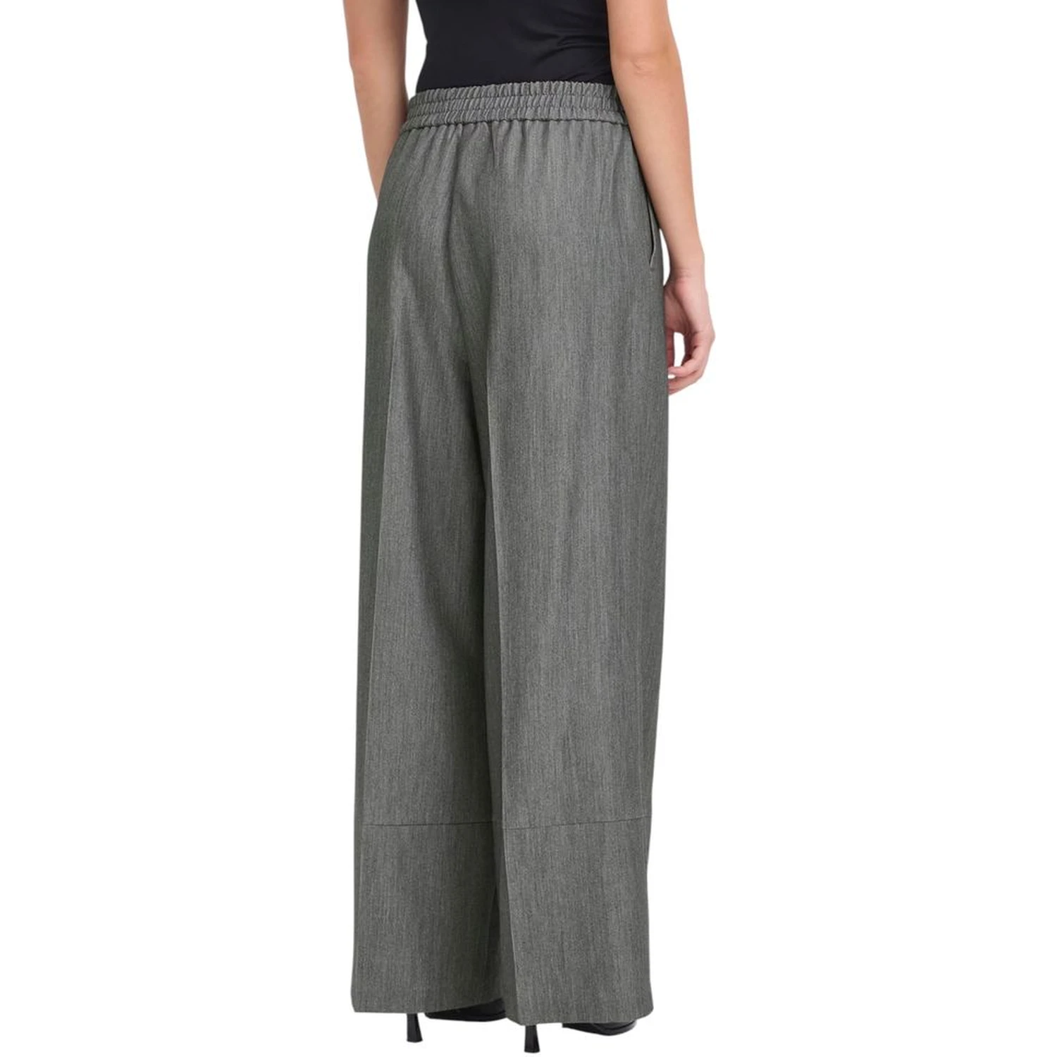 Gray Polyester Casual Pants