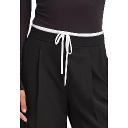 Black Polyester Casual Pants