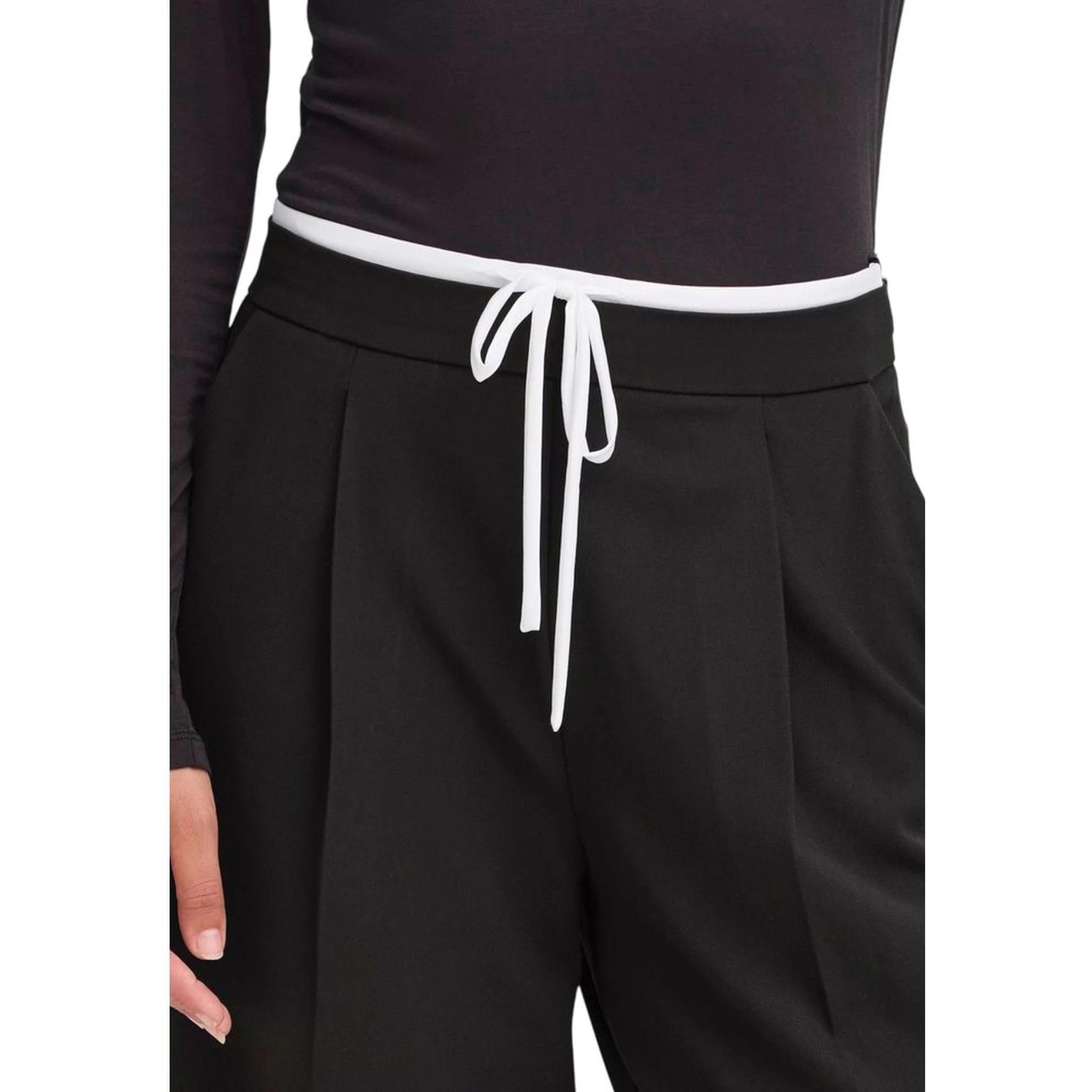Black Polyester Casual Pants