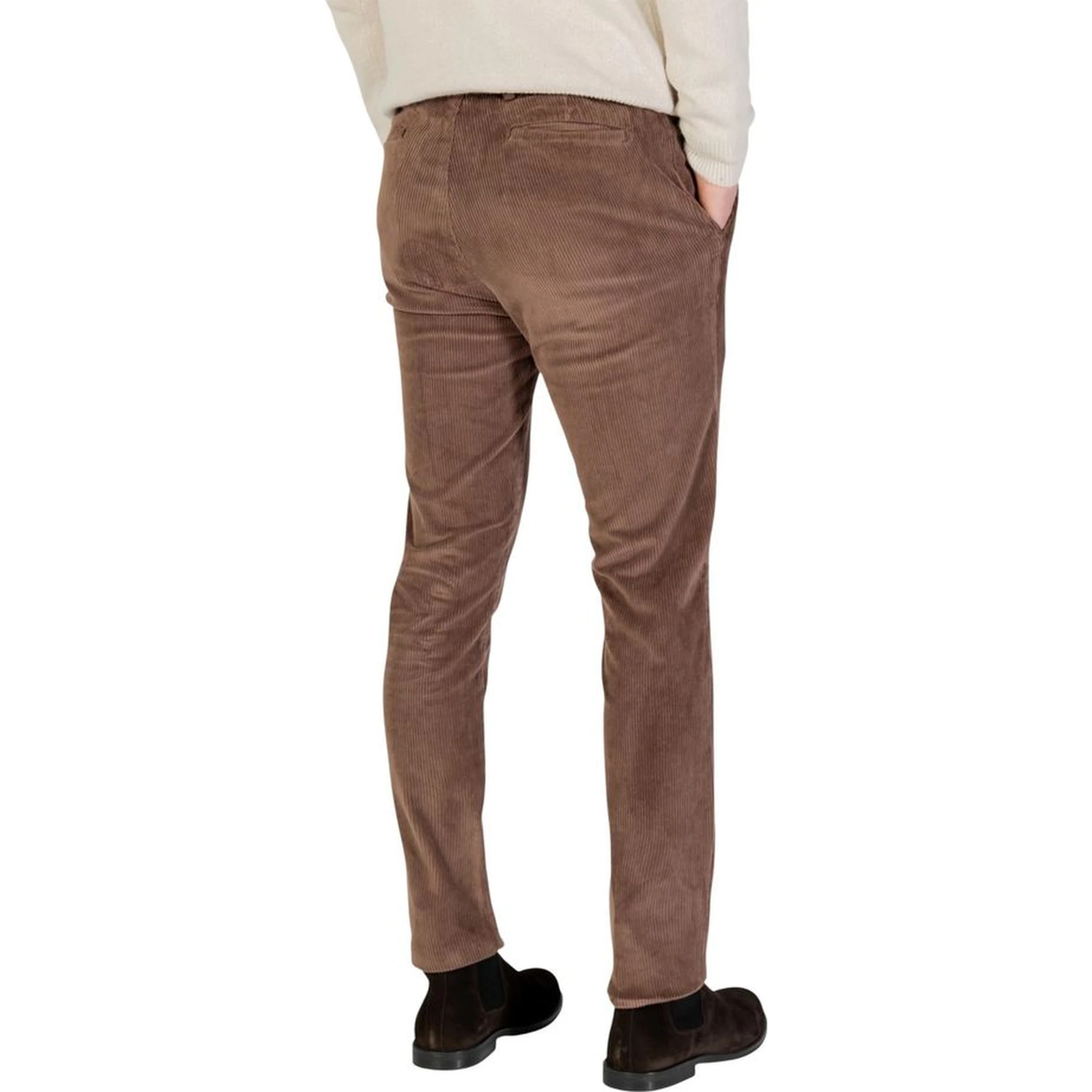 Brown Cotton Casual Pants
