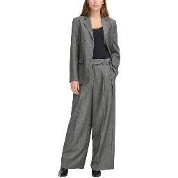 Gray Polyester Casual Pants