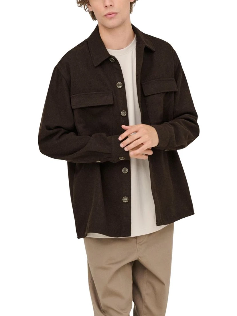 Brown Polyester Dress Shirt