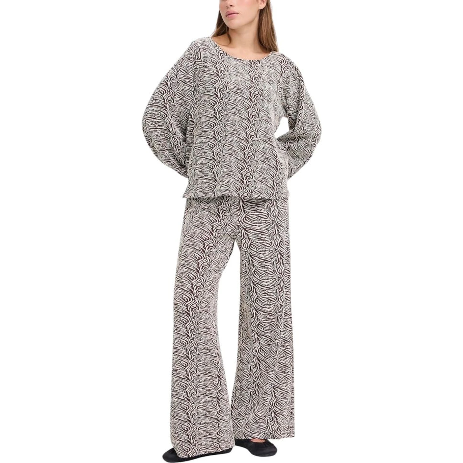 Brown Polyester Casual Pants