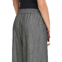 Gray Polyester Casual Pants