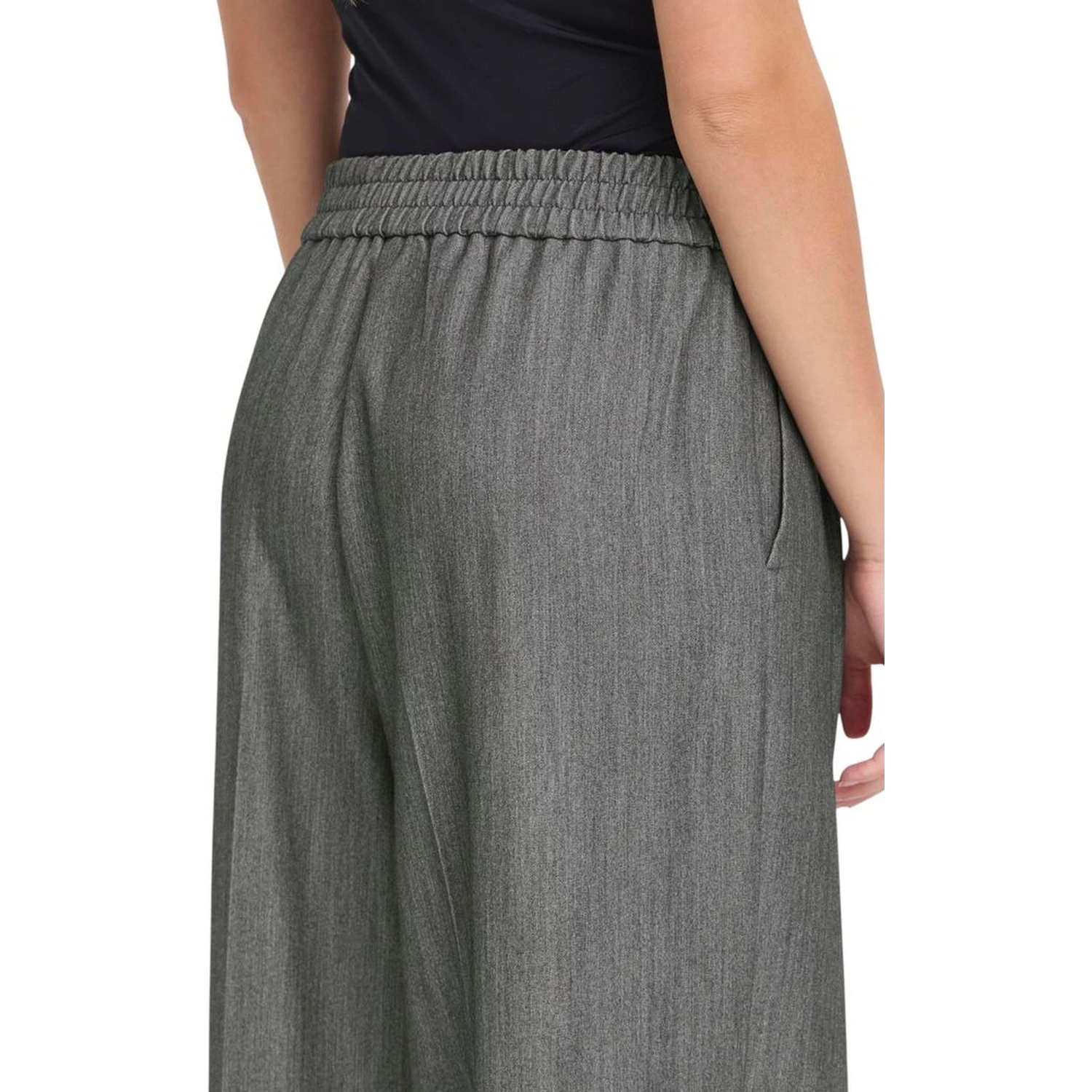 Gray Polyester Casual Pants