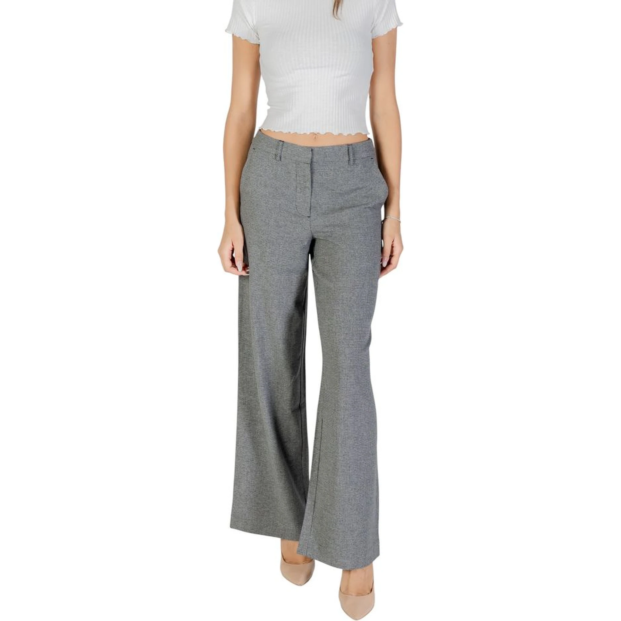 Gray Recycled Polyester Casual Pants
