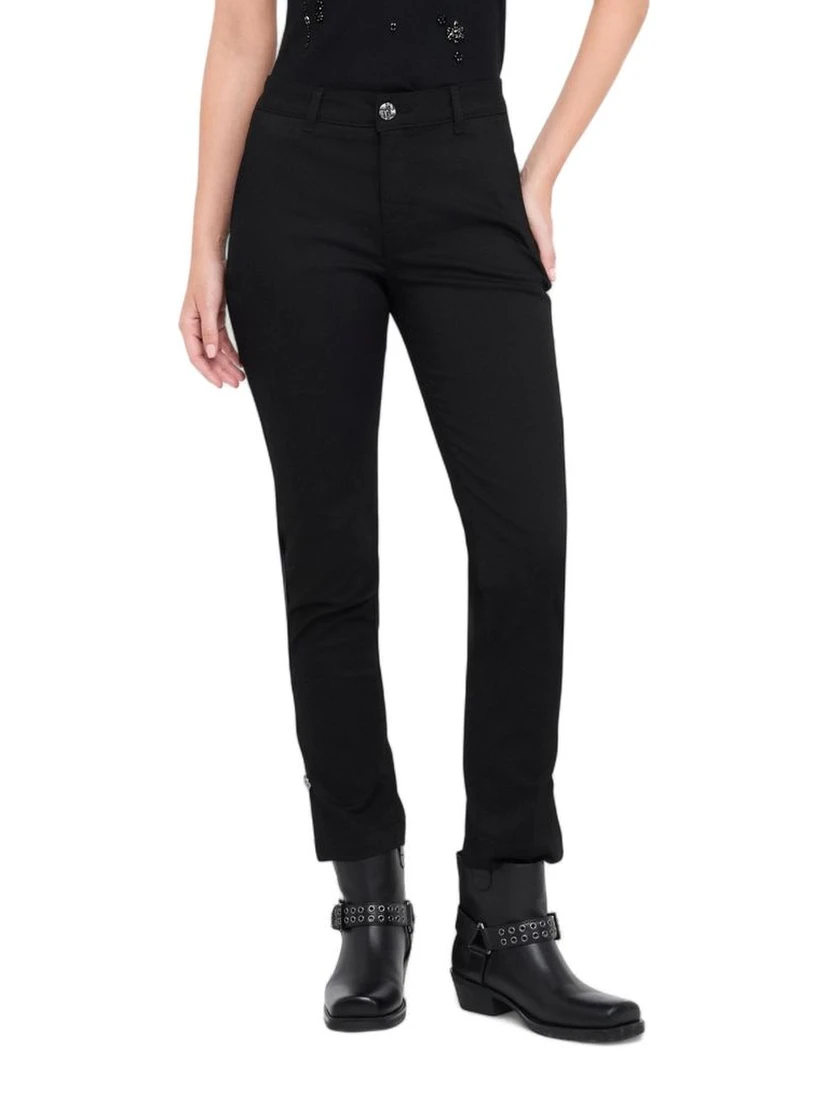 Black Cotton Casual Pants