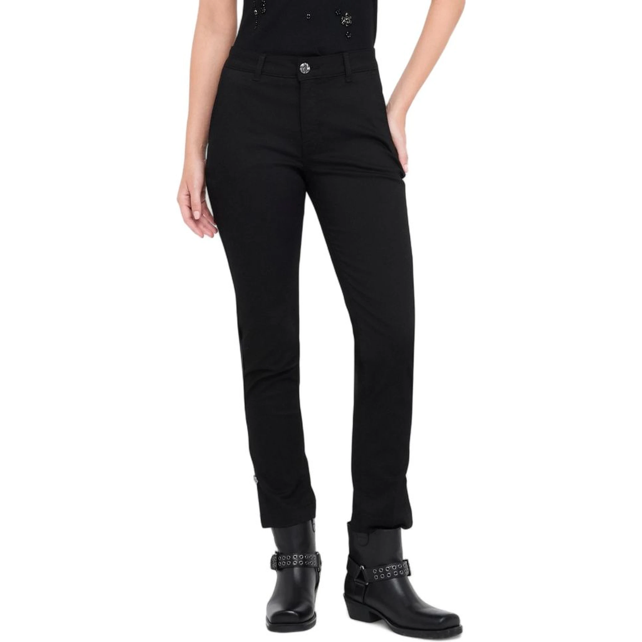 Black Cotton Casual Pants