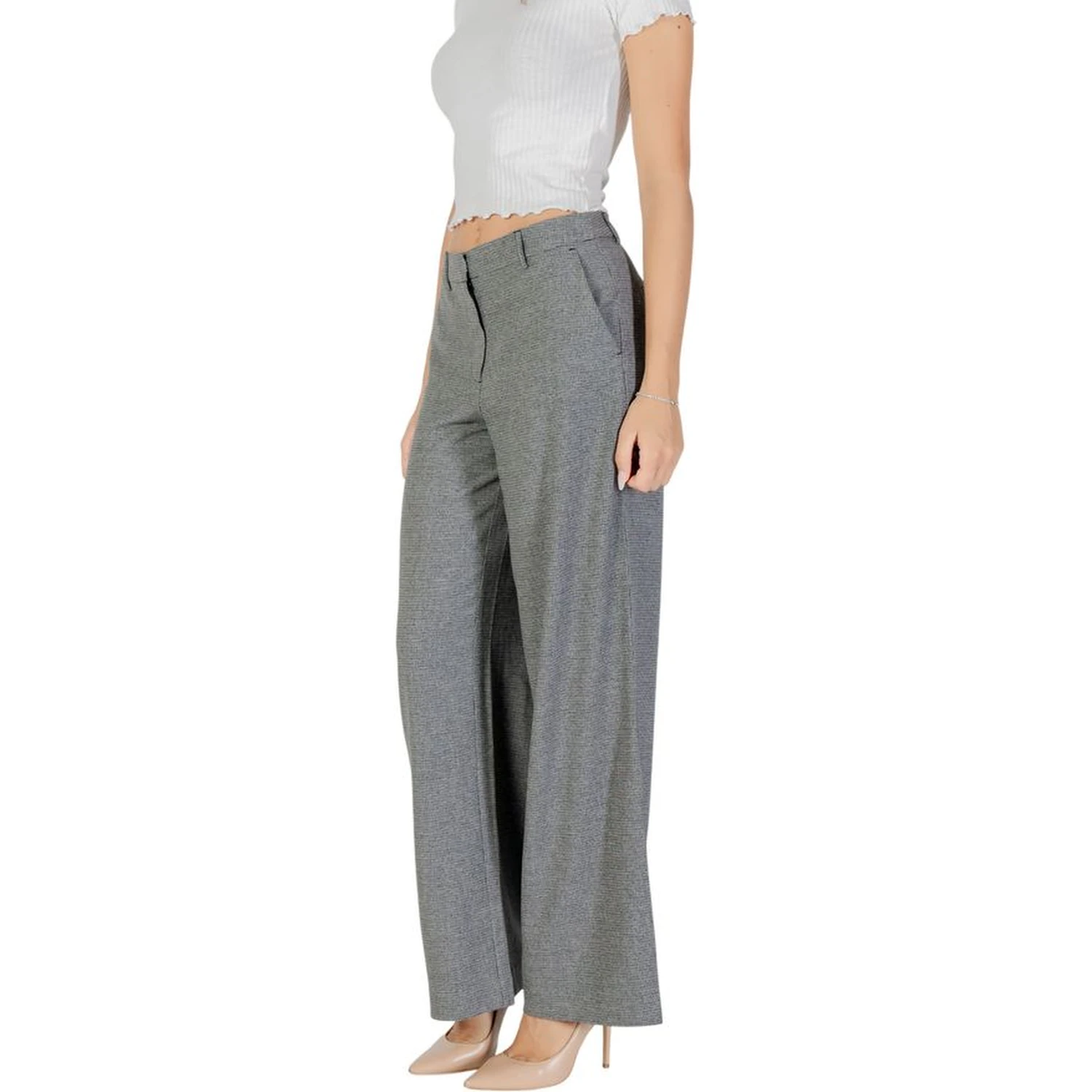 Gray Recycled Polyester Casual Pants