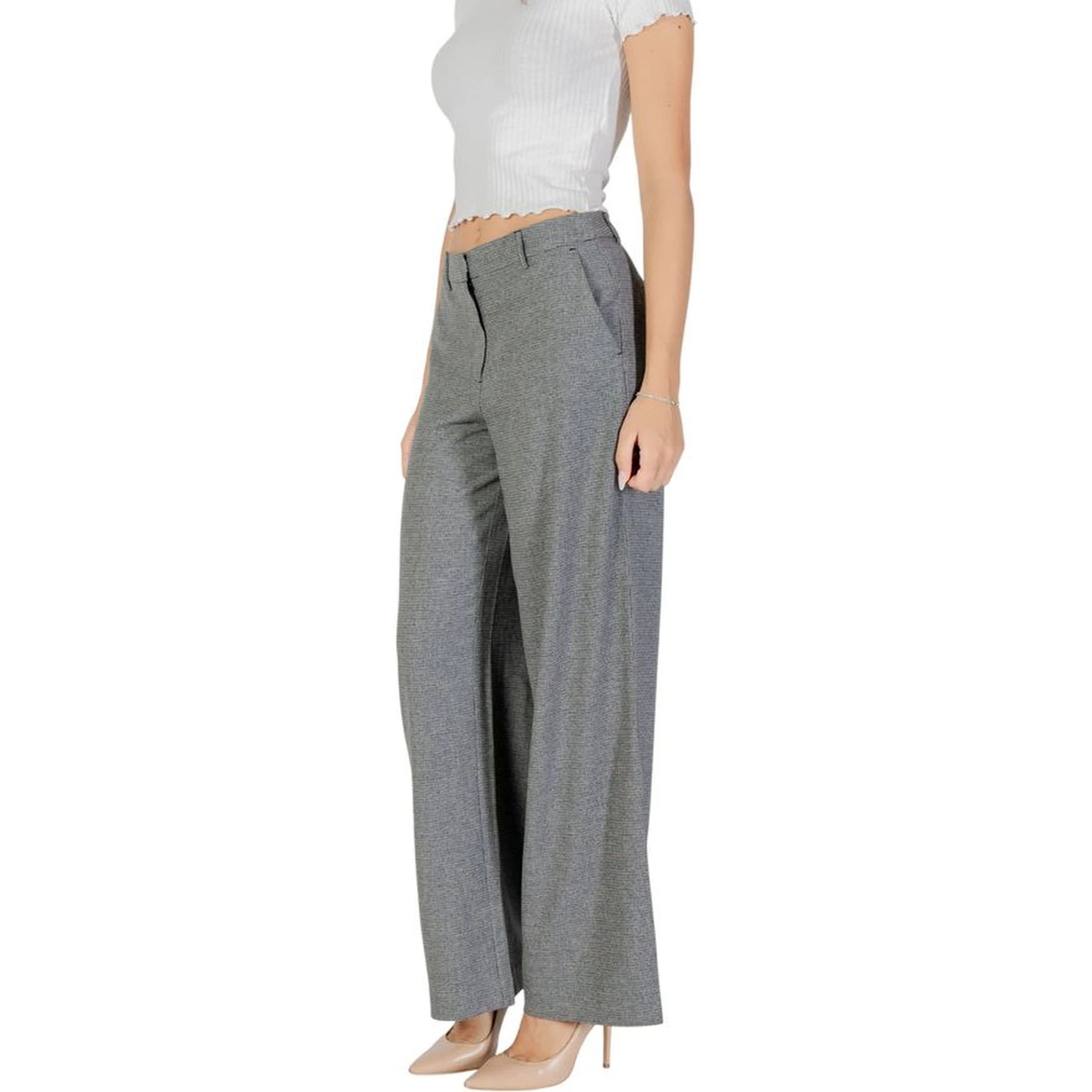 Gray Recycled Polyester Casual Pants