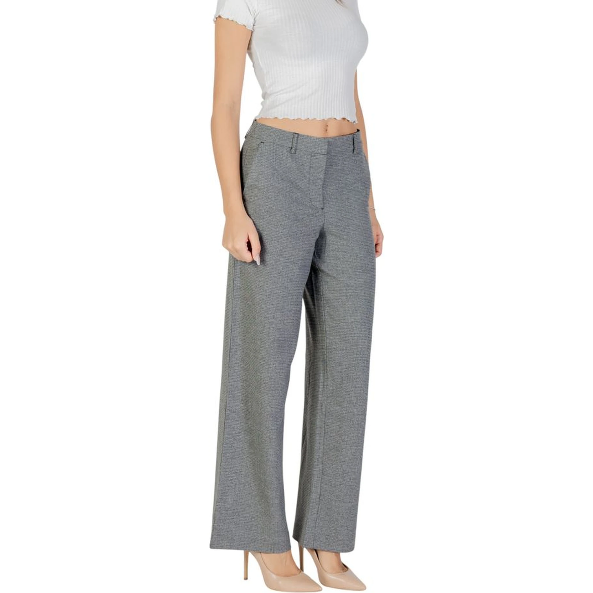 Gray Recycled Polyester Casual Pants