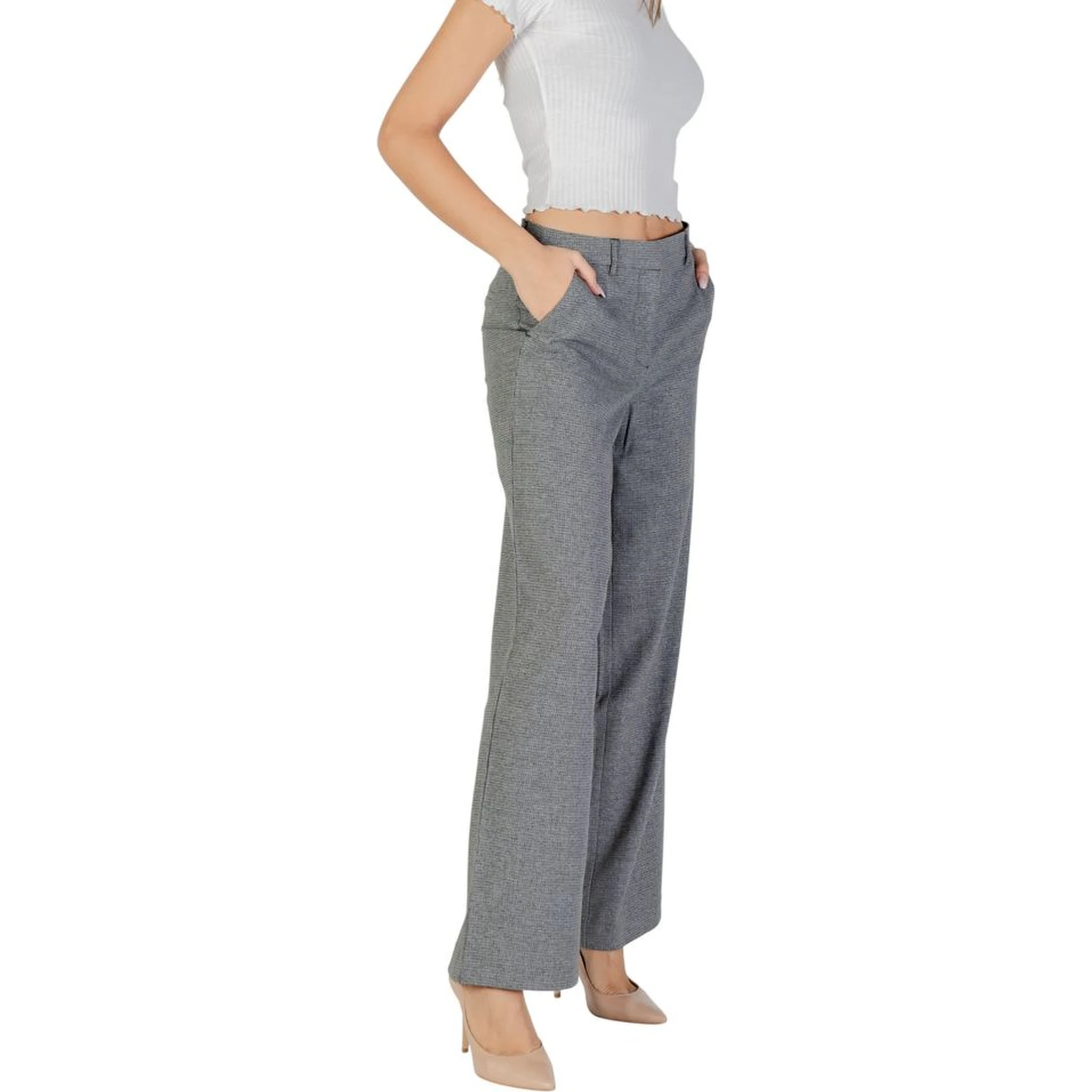 Gray Recycled Polyester Casual Pants