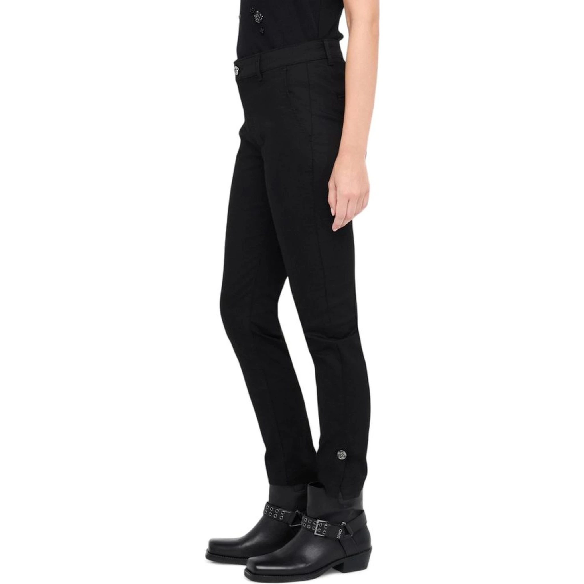 Black Cotton Casual Pants
