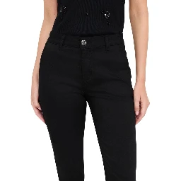 Black Cotton Casual Pants