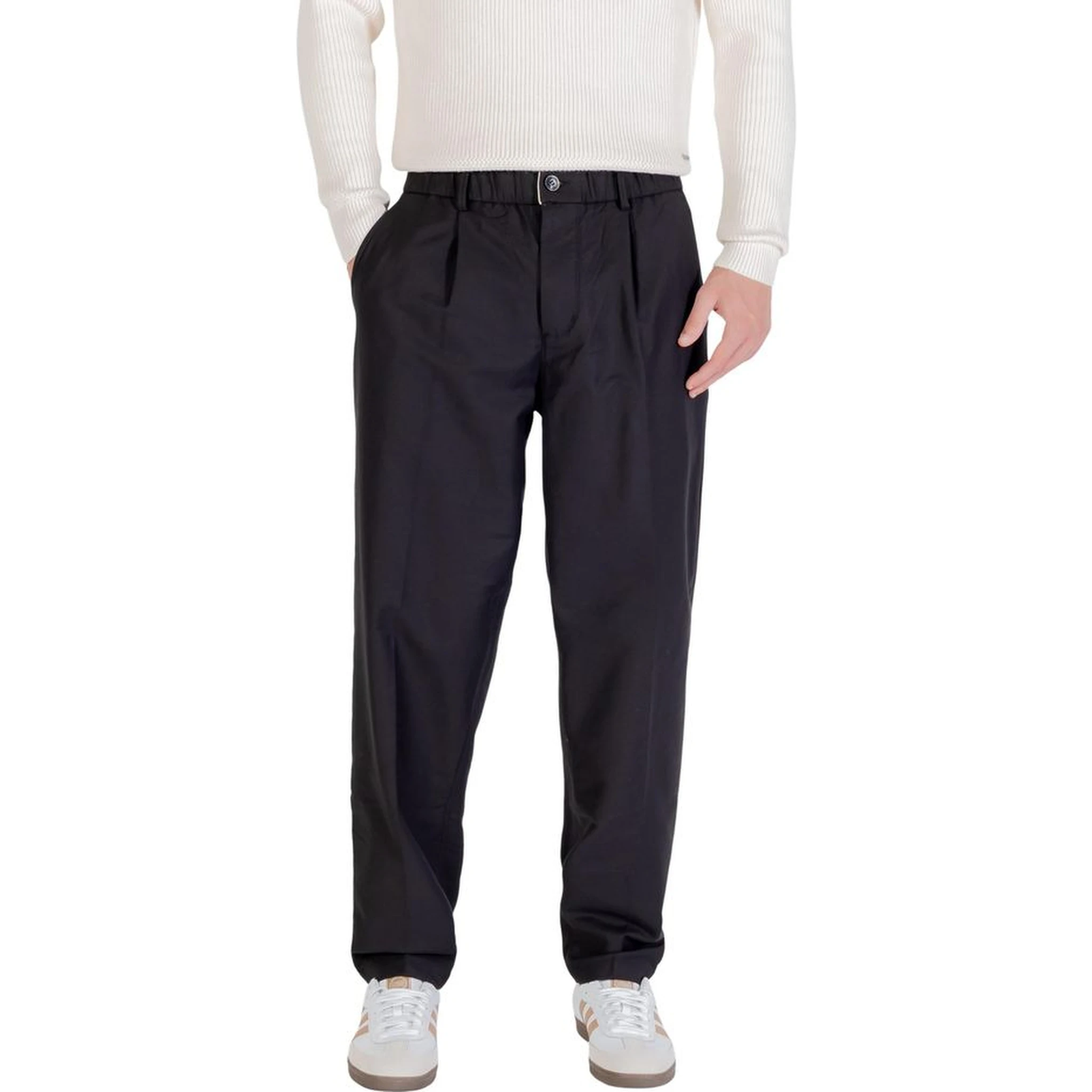 Black Cotton Casual Pants