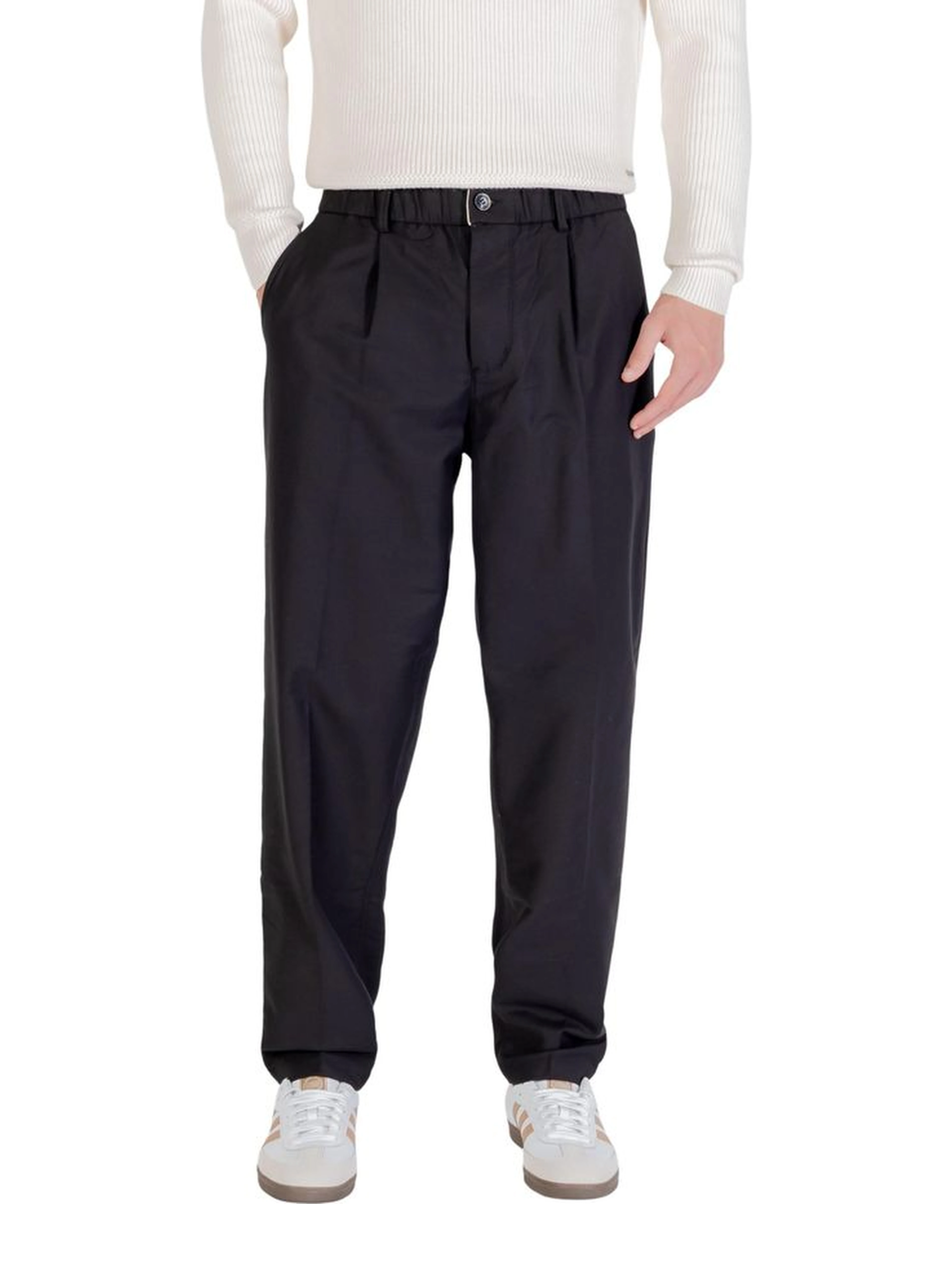 Black Cotton Casual Pants