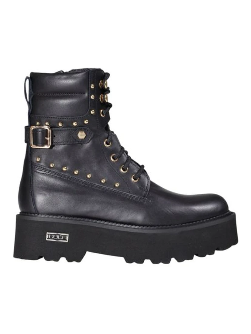 Black Leather Lace-Up Boots
