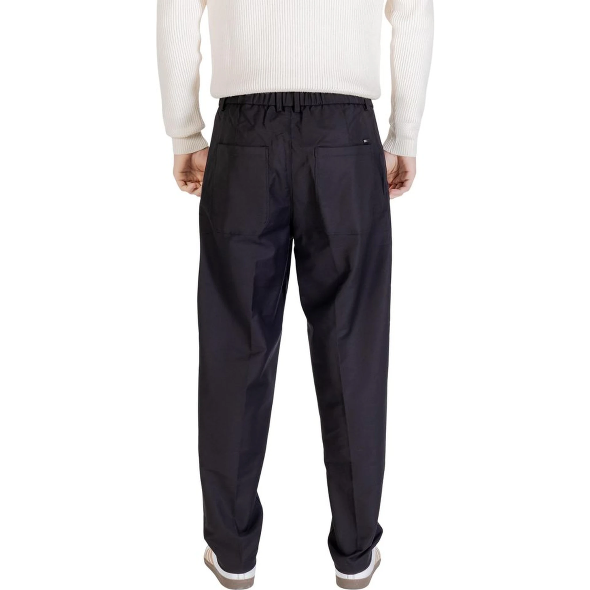 Black Cotton Casual Pants