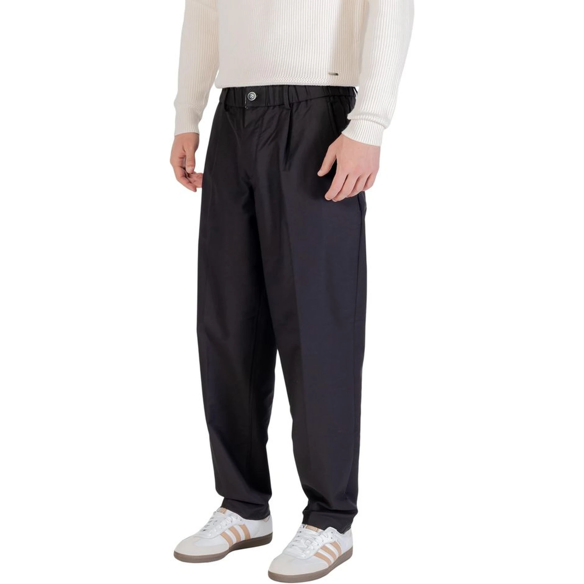 Black Cotton Casual Pants