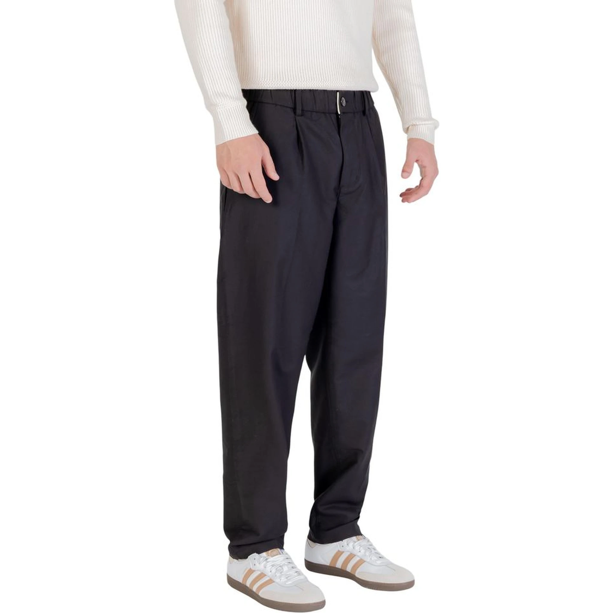 Black Cotton Casual Pants