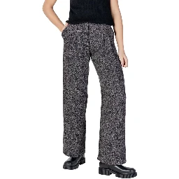 Black Polyester Flared Pants