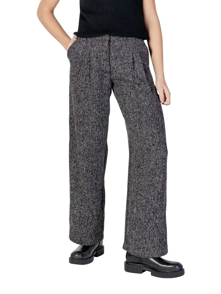 Black Polyester Flared Pants